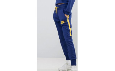 Nike high waistd track pants in blue & yellow-size XS